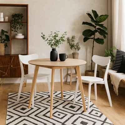 Wyld Haus Saffron Round Dining Table Natural Oak Veneer 4-Seater from B&Q