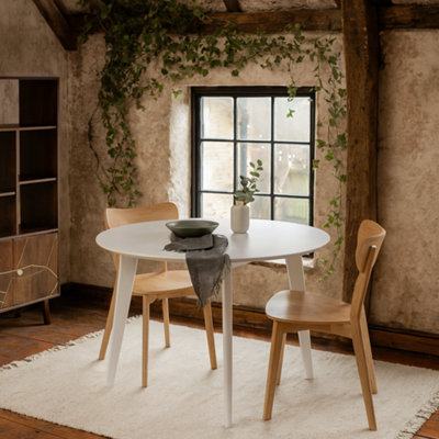 Wyld Haus Saffron Round White Oak Veneer Dining Table105Cm Seats 4 from B&Q