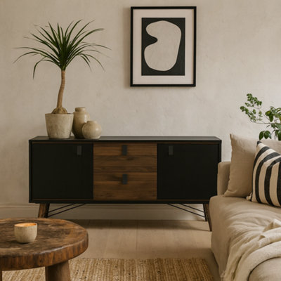 Wyld Haus Juno Matt Black Walnut Sideboard 2 Doors 2 Drawers from B&Q