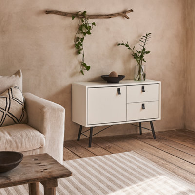 Wyld Haus Juno Matt White Sideboard 1 Door 2 Drawers Handleless Compact from B&Q