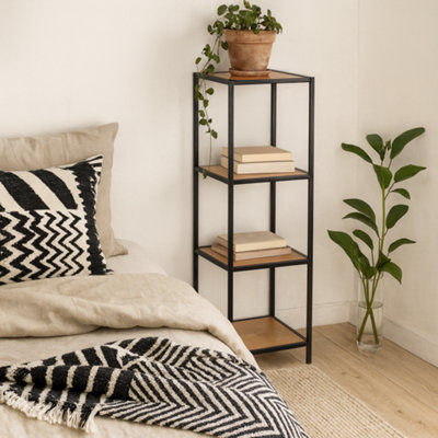Wyld Haus El Paso Narrow Bookcase Black Metal Frame With Wild Oak Shelves from B&Q