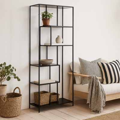Wyld Haus El Paso Tall Black Metal Bookcase With 5 Ash Shelves from B&Q