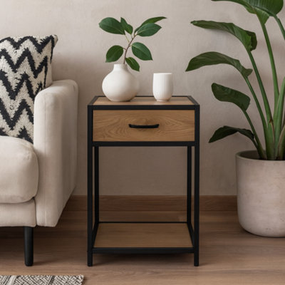 Wyld Haus El Paso Black And Wild Oak Bedside Table 1 Drawer from B&Q