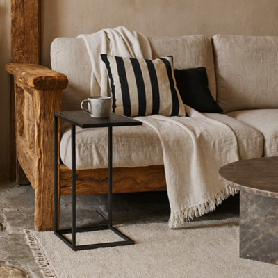 Wyld Haus El Paso Ash Black Rectangular Side Table With Matt Black Metal Base from B&Q