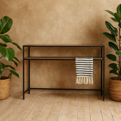 Wyld Haus El Paso Black Metal And Wild Oak Veneer Console Table from B&Q