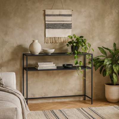 Wyld Haus El Paso Black Metal And Wood Console Table 1200 X 350 X 790 mm from B&Q