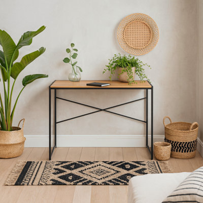 Wyld Haus El Paso Black Metal And Wild Oak Veneer Desk from B&Q