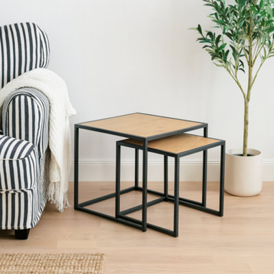 Wyld Haus El Paso Nesting Tables (Set Of 2)Black Metal Frame And Wild Oak Tops