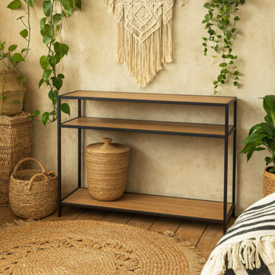 Wyld Haus El Paso Black Metal Console Table With Wild Oak Veneer2 Shelves from B&Q