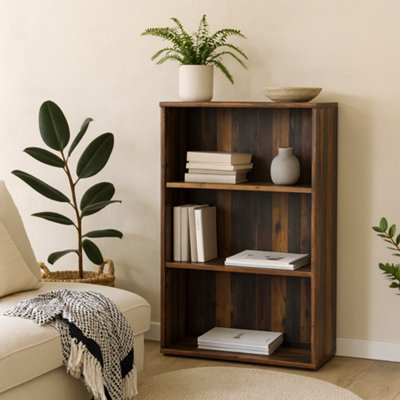 Wyld Haus Bucharest Wide 2-Shelf Tall Wooden Bookcase In Vintage Oak from B&Q