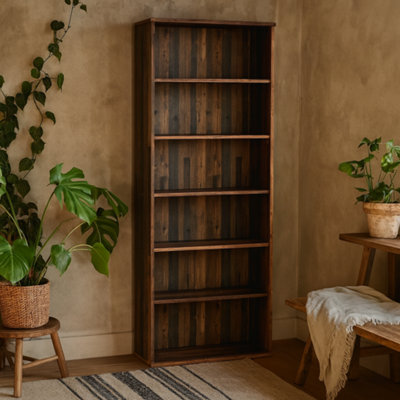 Wyld Haus Bucharest Wide 5-Shelf Vintage Oak Bookcase from B&Q
