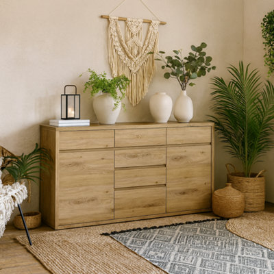 Wyld Haus Athens Natural Oak Effect Wide 6-Drawer Chest With 2 Doors from B&Q