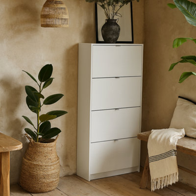 Wyld Haus Prague White Shoe Cabinet4 Flip-Down DoorsTall from B&Q