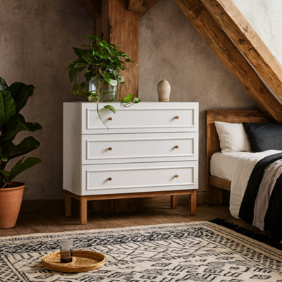 Wyld Haus Sofia 3-Drawer Chest In Light Grey With Oak Trim from B&Q