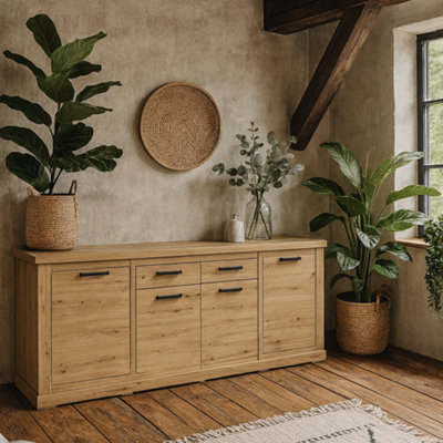 Wyld Haus Seoul Artisan Oak 4 Door 2 Drawer Sideboard from B&Q