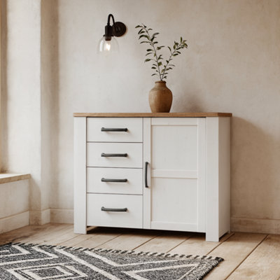 Wyld Haus Salzburg 1 Door 4 Drawer Chest In White And Natural Oak from B&Q