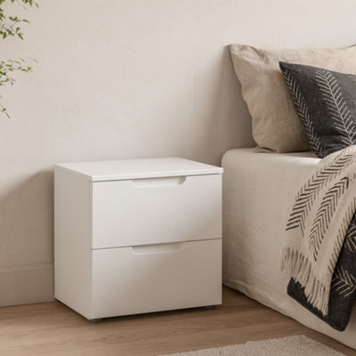 Wyld Haus Leipzig White Gloss Bedside Table 2 Drawers from B&Q