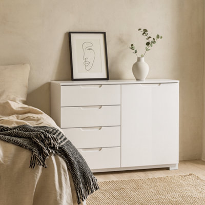 Wyld Haus Leipzig White Gloss Chest Of 4 Drawers And 1 Door from B&Q
