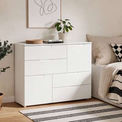 Wyld Haus Leipzig White Gloss Chest Of 4 Drawers And 2 DoorsWide from B&Q