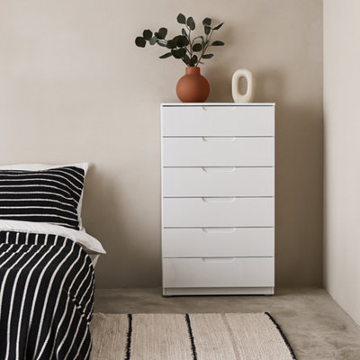 Wyld Haus Leipzig White Gloss Tall Chest Of 6 Drawers from B&Q