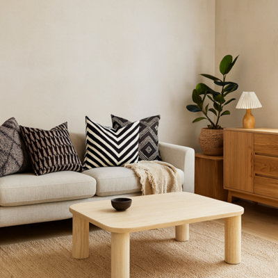 Wyld Haus Frankfurt Rectangular Travertine-Look Coffee Table With Rounded Corners from B&Q