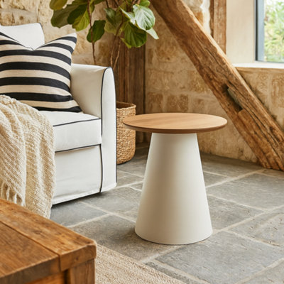 Wyld Haus Hamburg Oak Veneer Round Coffee Table With Grey Steel Pillar Base from B&Q