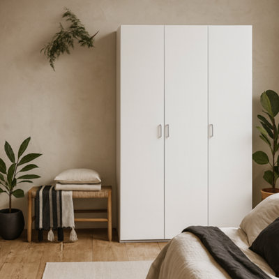 Wyld Haus Munich White 3-Door Wooden Wardrobe With 6 Shelves from B&Q