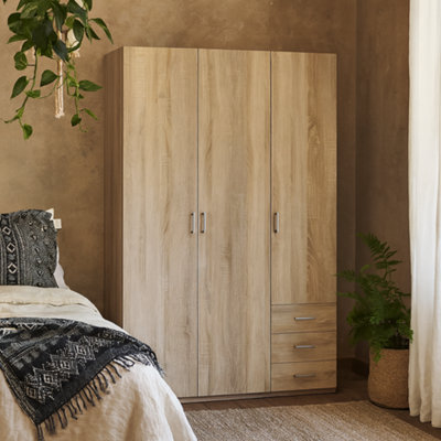 Wyld Haus Berlin Natural Oak 3-Door Wardrobe With 3 Drawers And 2 Shelves from B&Q