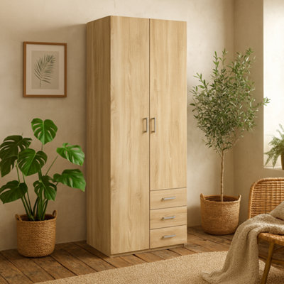 Wyld Haus Berlin Oak Effect Double Wardrobe2 Doors3 Drawers1 Shelf from B&Q