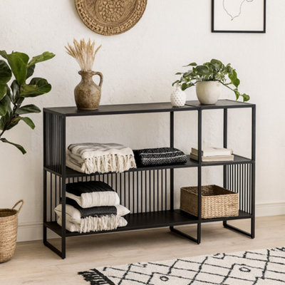 Wyld Haus Porto Stone-Effect Shelving UnitBlack Metal Frame from B&Q