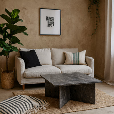 Wyld Haus Singapore Marron Brown Marble Square Coffee Table 90Cm from B&Q