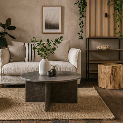 Wyld Haus Singapore Marron Marble Round Coffee Table from B&Q