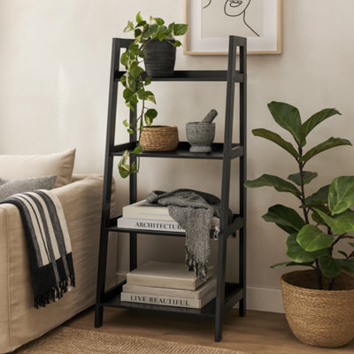 Wyld Haus Florence Black Step Ladder Bookcase 4-Shelf Freestanding from B&Q