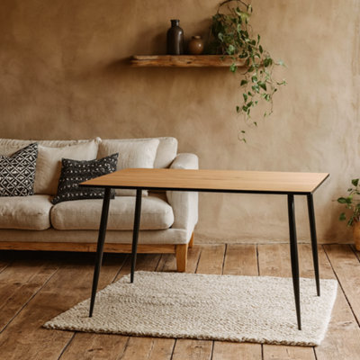 Wyld Haus Venice 6-Seater Rectangular Wild Oak Effect Dining Table With Black Steel Legs from B&Q