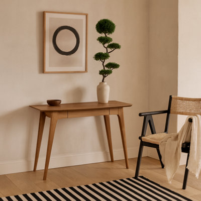 Wyld Haus Milan Oak Veneer Desk With Integrated Drawer from B&Q