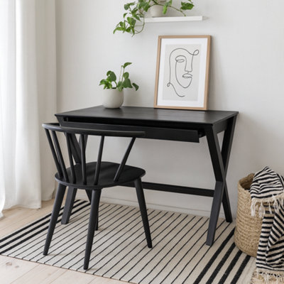 Wyld Haus Verona Black Oak Veneer Desk With Drawer from B&Q