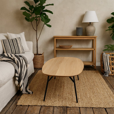 Wyld Haus Johannesburg Rectangular Natural Oak Coffee Table Round Edges from B&Q