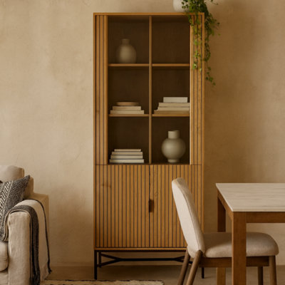 Wyld Haus Brisbane Slatted Wild Oak Display Cabinet 4 Doors 6 Shelves from B&Q