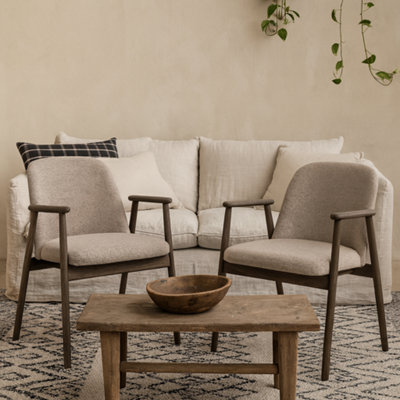 Wyld Haus Kampala Beige Monza Upholstered Dining Chairs With Armrests Set Of 2 from B&Q