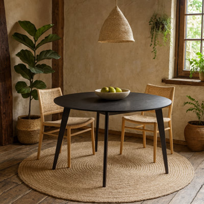 Wyld Haus Marseille 120Cm Round Dining TableMatt Black Oak Veneer from B&Q