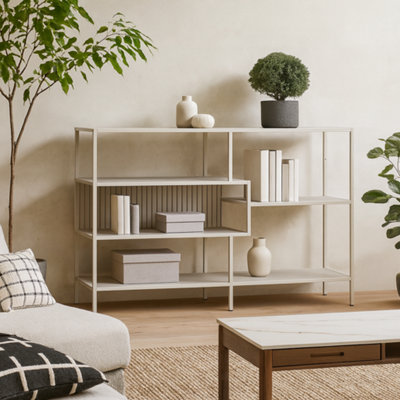Wyld Haus Paris Wide Grey Metal Bookcase 4 Shelves from B&Q