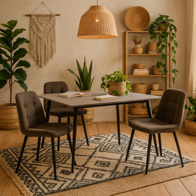 Wyld Haus Belfast 140Cm Grey Ceramic Dining Table With 4 Taupe Fabric Chairs from B&Q