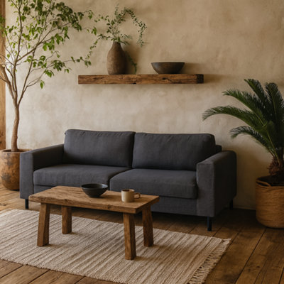 Wyld Haus San Sebastian 3-Seater SofaDark Grey FabricBlack Steel Legs from B&Q