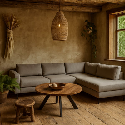 Wyld Haus San Sebastian Right-Hand Corner Sofa Upholstered In Light Grey Fabric from B&Q