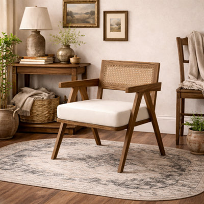 Wyld Haus Martone Ecru Woven Accent Chair With Padded Seat from B&Q