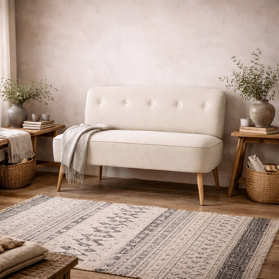 Wyld Haus Hettie Sand 2-Seater Sofa With Wooden Legs Modern Compact Design from B&Q