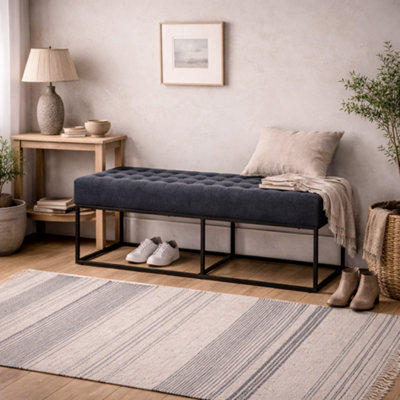 Wyld Haus Cavan Steel Grey Upholstered Diamond Bench from B&Q