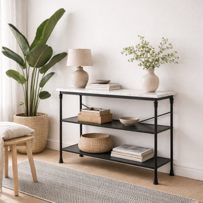 Wyld Haus Lola Marble Effect Console Table2 Shelves1100 X 400 X 800 mm from B&Q