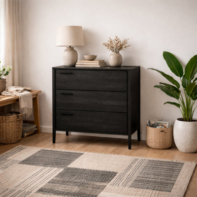 Wyld Haus Ireland 3-Drawer Chest In Black Wood-Effect Finish from B&Q