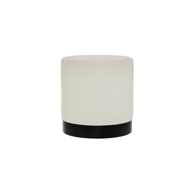 Wyld Haus Kalua Small Ivory Boucle Stool Matt Black Base from B&Q